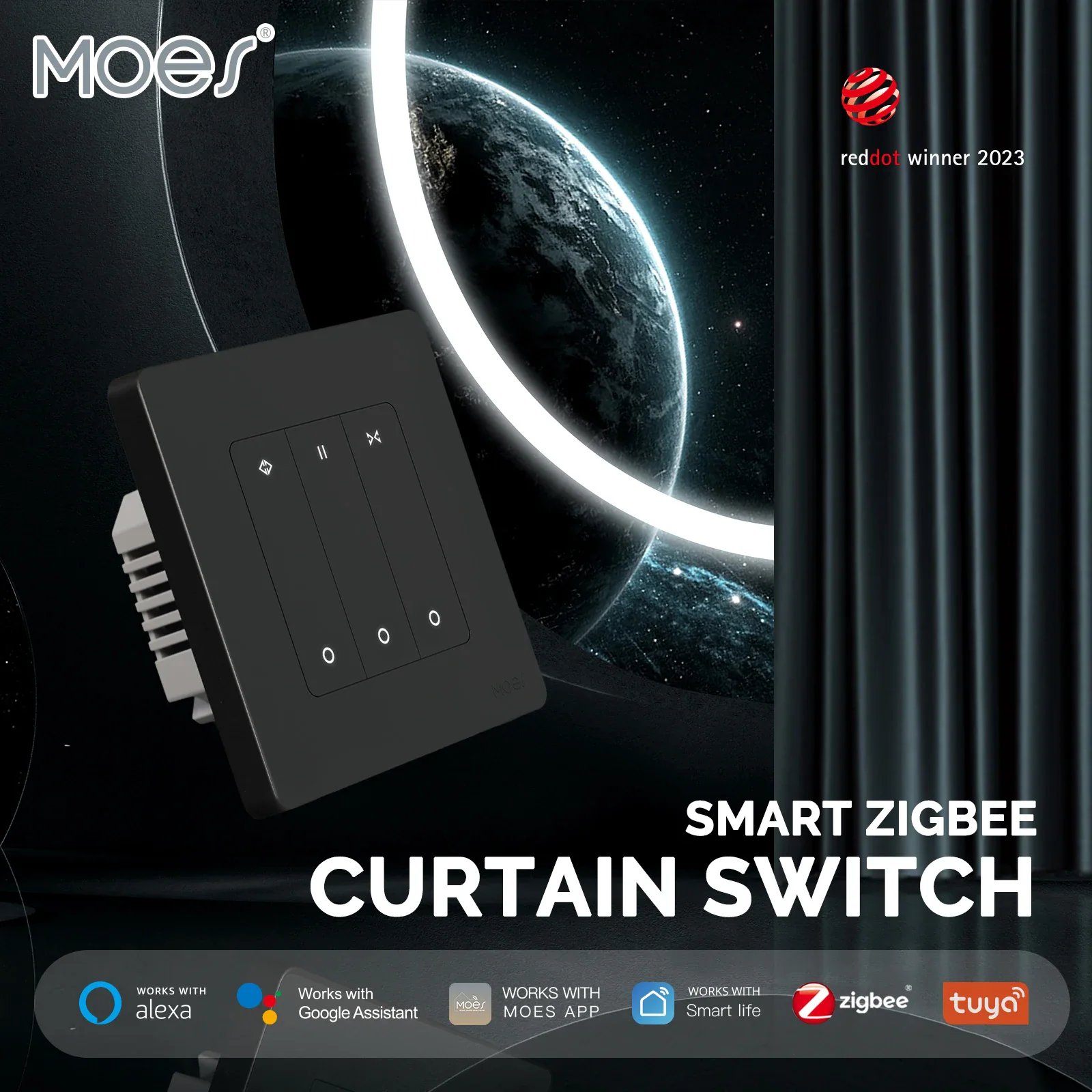 MOES Star Ring — Zigbee-выключатель для электрических штор