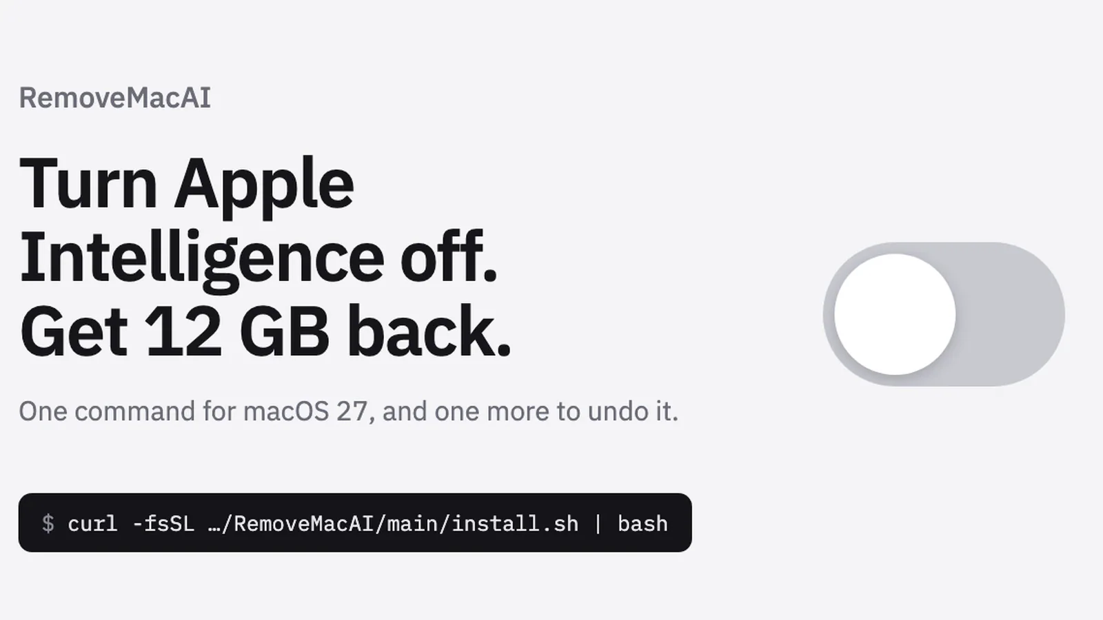 RemoveMacAI удаляет модели Apple Intelligence, которые macOS 27 сама оставляет на диске