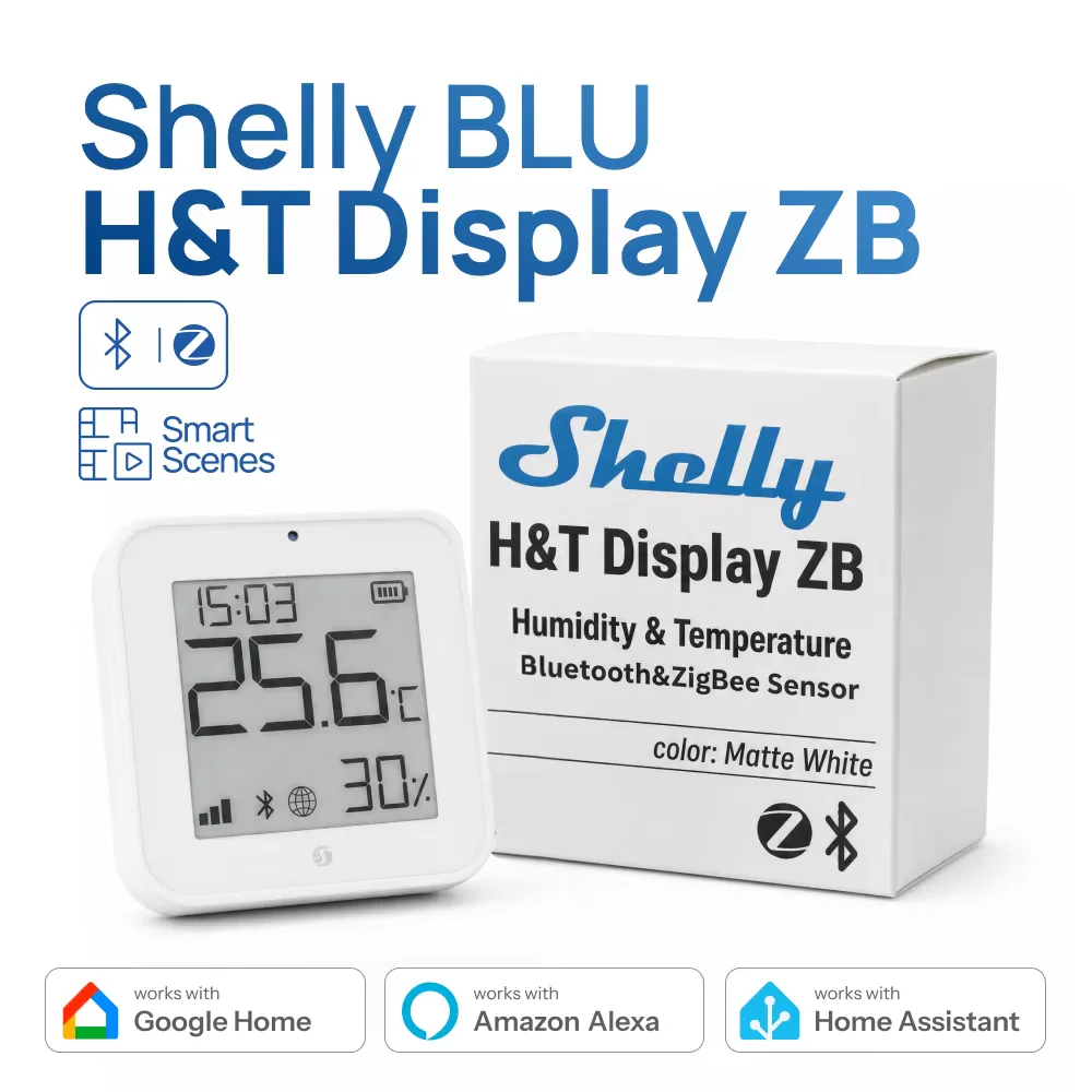 Shelly BLU H&T Display ZB: датчик, который можно включить в автоматику отопления