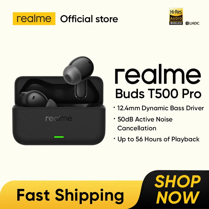 realme Buds T500 Pro — беспроводные наушники с зарядным футляром