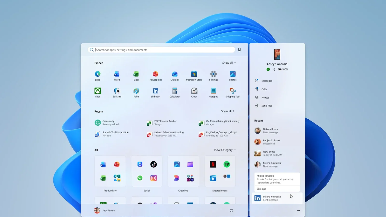 Windows 11 тестирует предпросмотр сообщений со смартфона прямо в «Пуске»